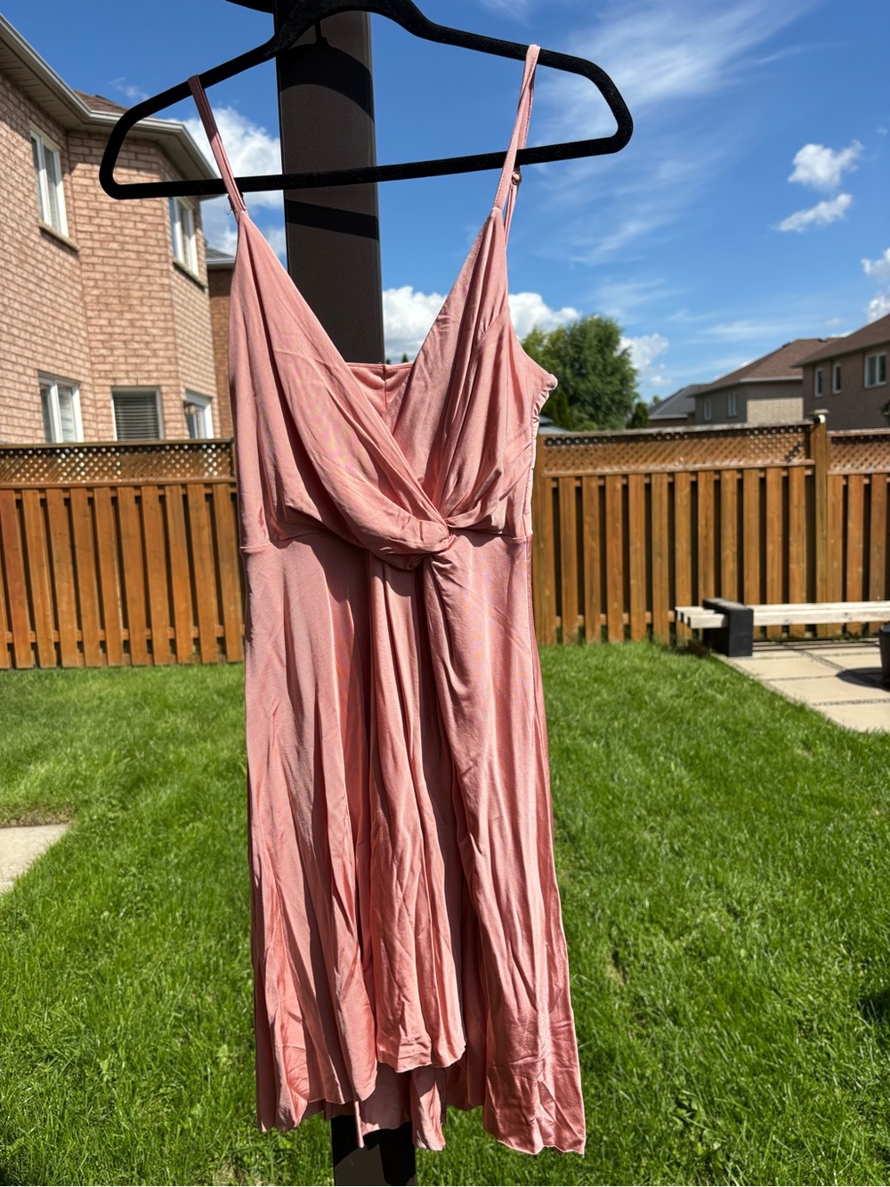 Forever 21 Dusty Rose Twist-Front Slip Dress